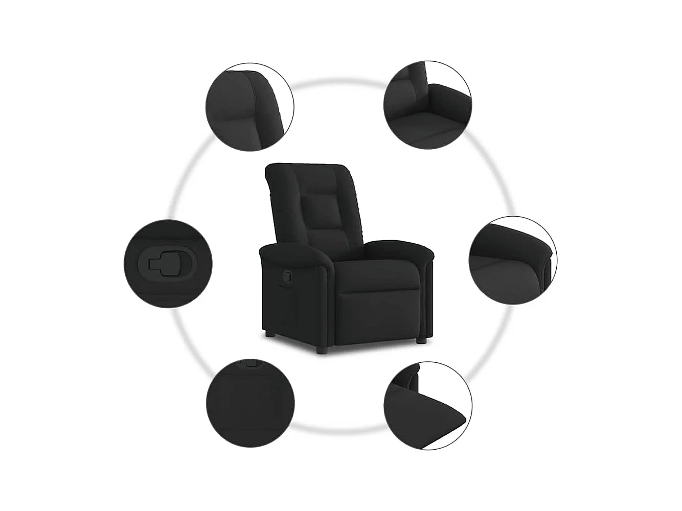 Sillón de relax | Silla | Sillón reclinable de tela negro SHL7836
