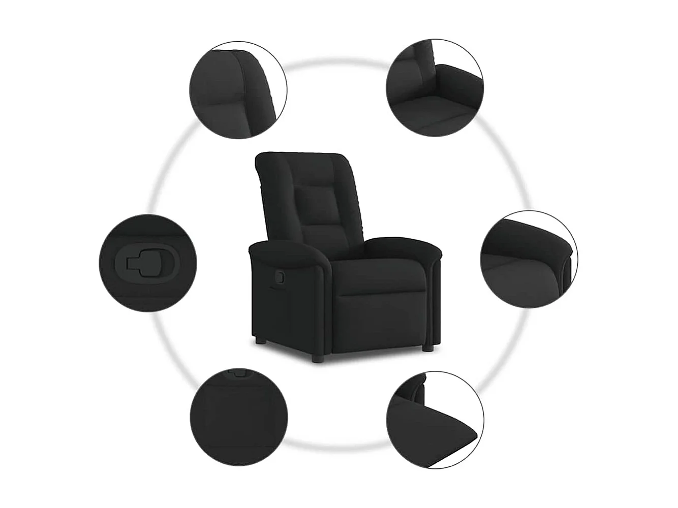 Fauteuil inclinable-Chaise de relax-Fauteuil TV Noir Tissu SHL4715