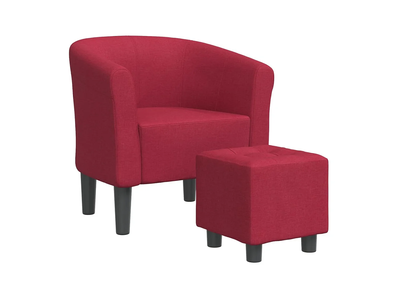Sillón de salón | Silla de relax con taburete tela rojo tinto SHL4734