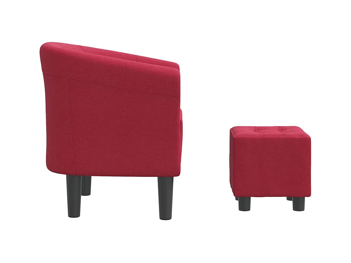 Sillón de salón | Silla de relax con taburete tela rojo tinto SHL4734