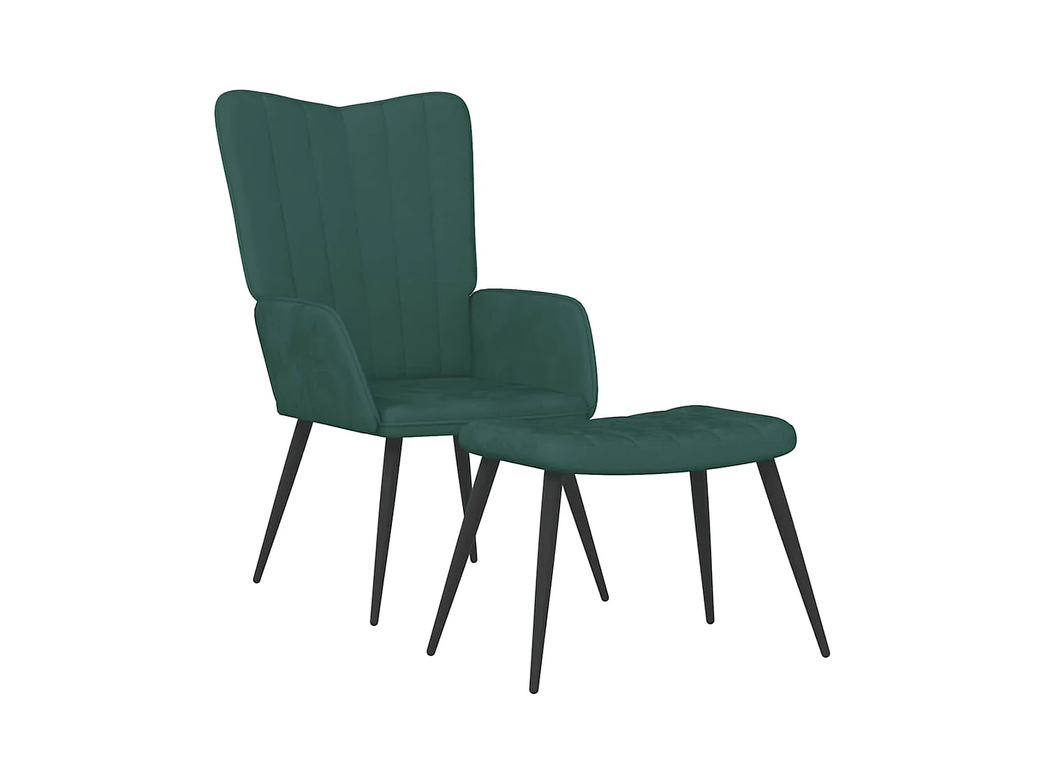 Chaise de relaxation moderne avec tabouret-Fauteuil de Salon Vert foncé Velours SHL4200