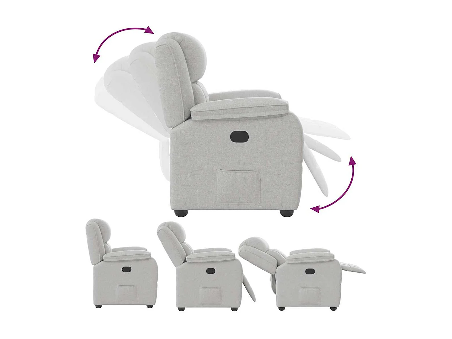 Fauteuil inclinable-Chaise de relax-Fauteuil TV gris nuage tissu SHL3907