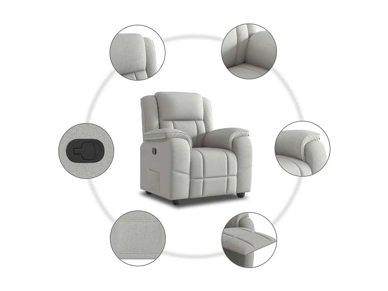 Fauteuil inclinable-Chaise de relax-Fauteuil TV gris nuage tissu SHL3907