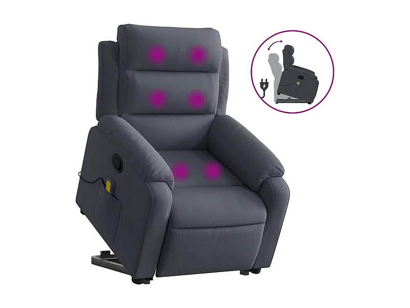 Fauteuil inclinable-Chaise de relax-Fauteuil de Massage Gris foncé Velours SHL1334
