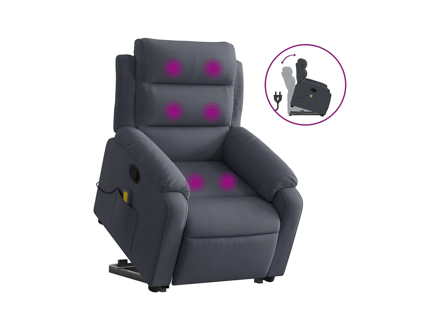 Fauteuil inclinable-Chaise de relax-Fauteuil de Massage Gris foncé Velours SHL1334