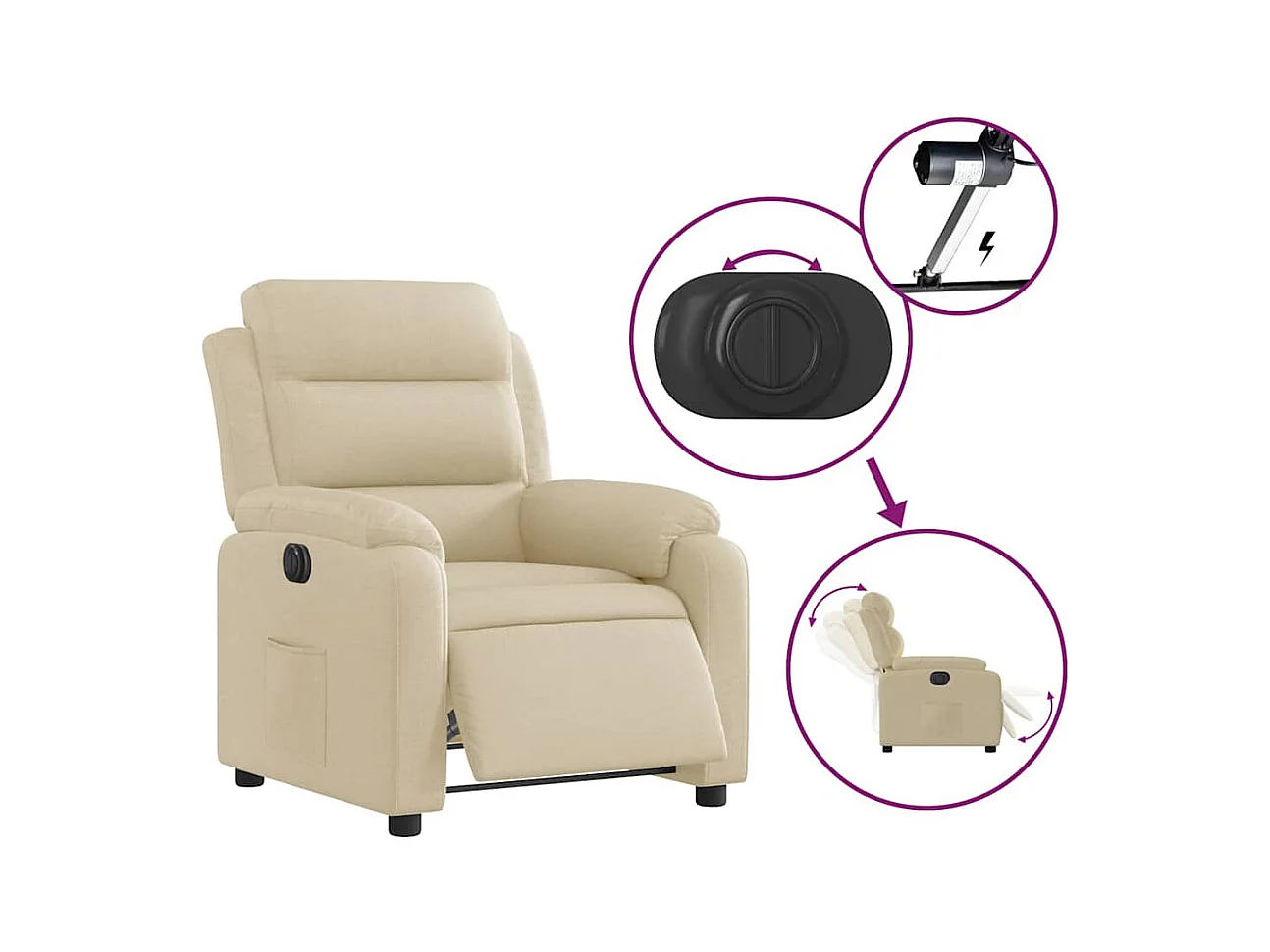 Sillón de relax | Silla | Sillón reclinable eléctrico de tela crema SHL8039