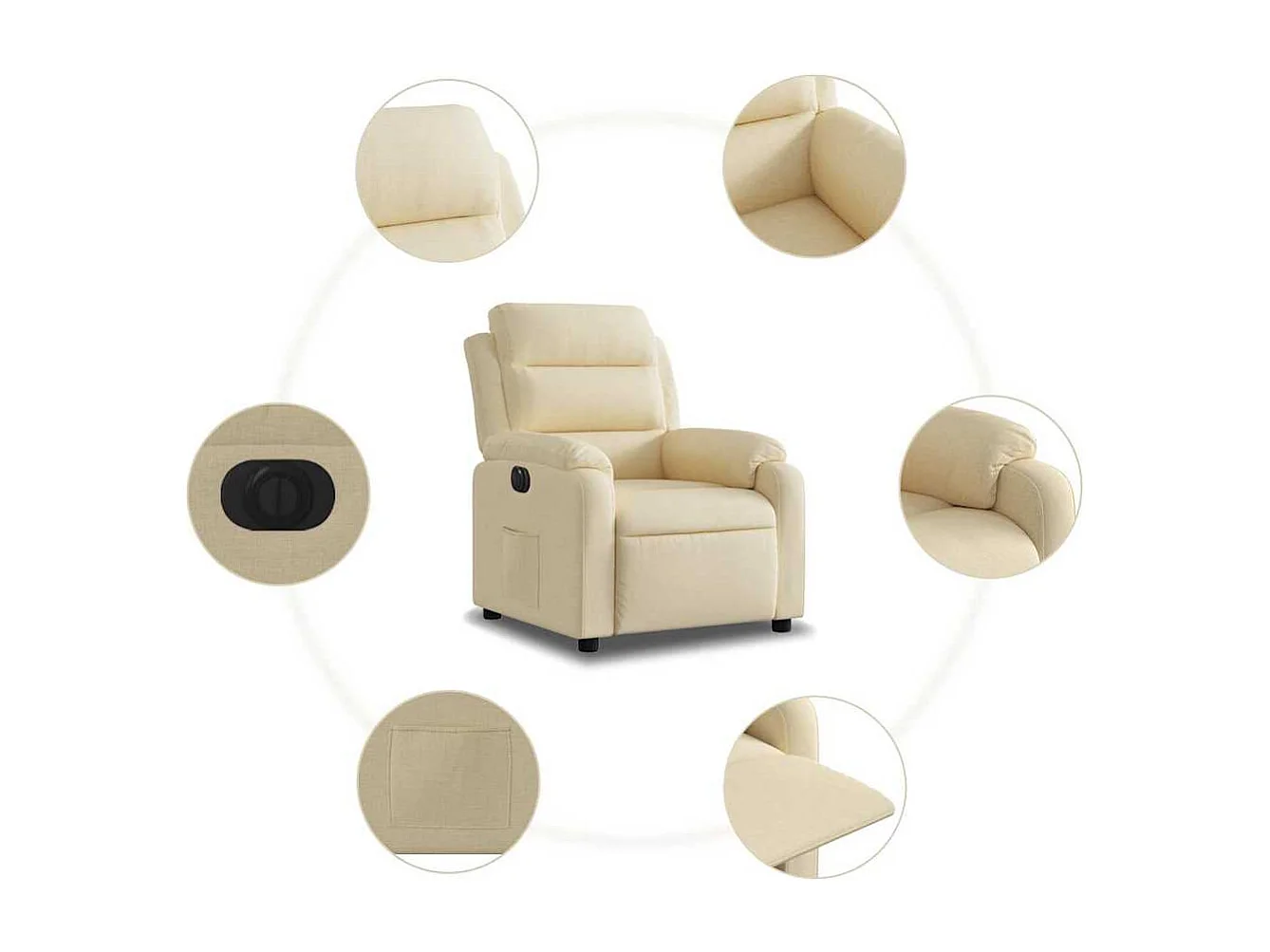 Sillón de relax | Silla | Sillón reclinable eléctrico de tela crema SHL8039
