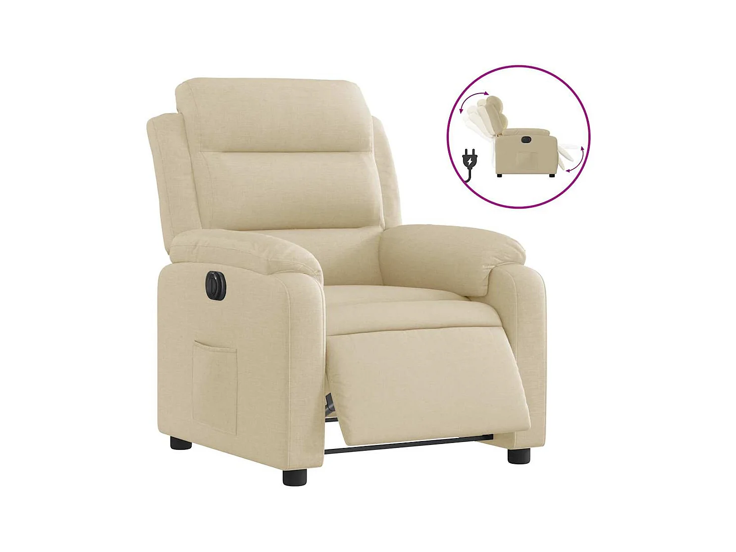 Fauteuil inclinable électrique-Chaise de relax-Fauteuil salon Crème Tissu SHL2938
