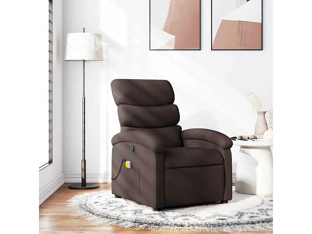 Fauteuil inclinable-Fauteuil salon-Fauteuil de massage Marron foncé Tissu SHL4869