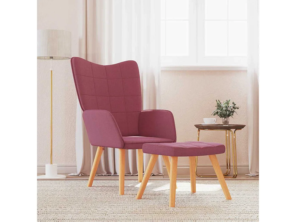 Chaise de relaxation moderne avec tabouret-Fauteuil de Salon Rouge bordeaux Tissu SHL3607