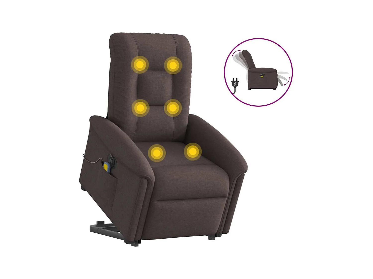 Sillón de salón | Silla | Sillón masaje eléctrico reclinable elevable tela marrón oscuro SHL7205
