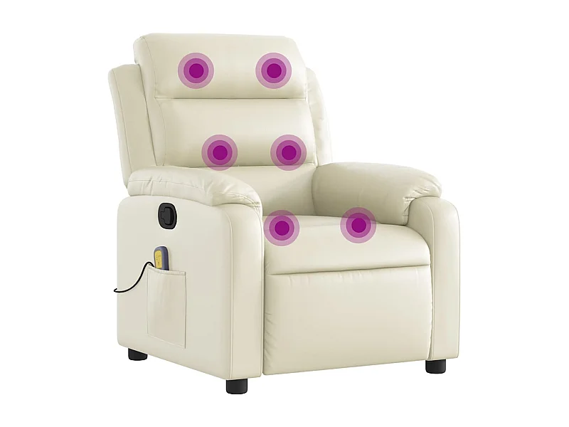 Sillón de relax | Sillón reclinable de masaje cuero sintético crema SHL4379