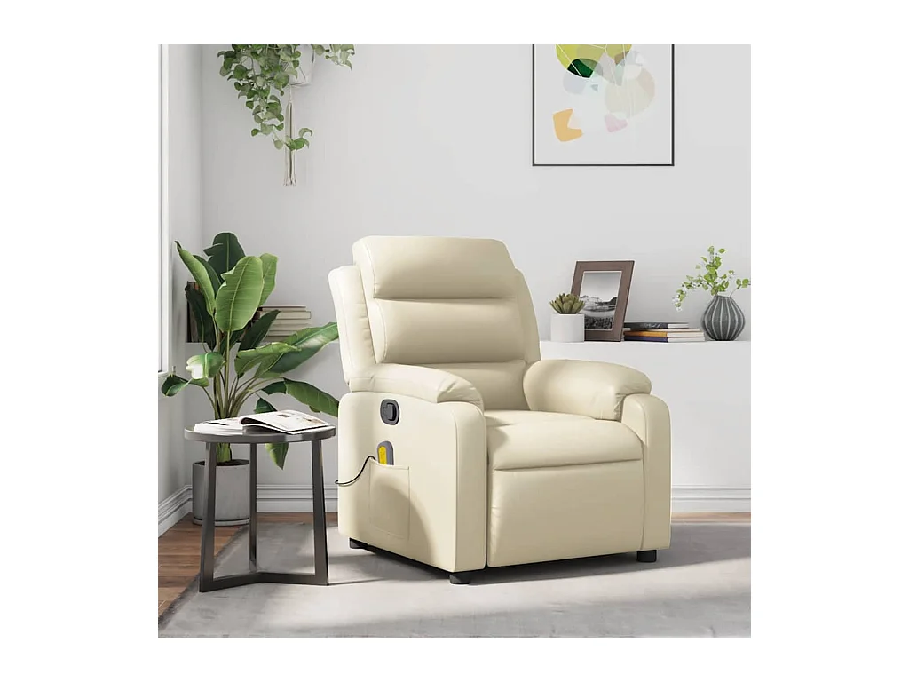 Sillón de relax | Sillón reclinable de masaje cuero sintético crema SHL4379