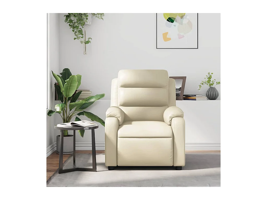 Sillón de relax | Sillón reclinable de masaje cuero sintético crema SHL4379