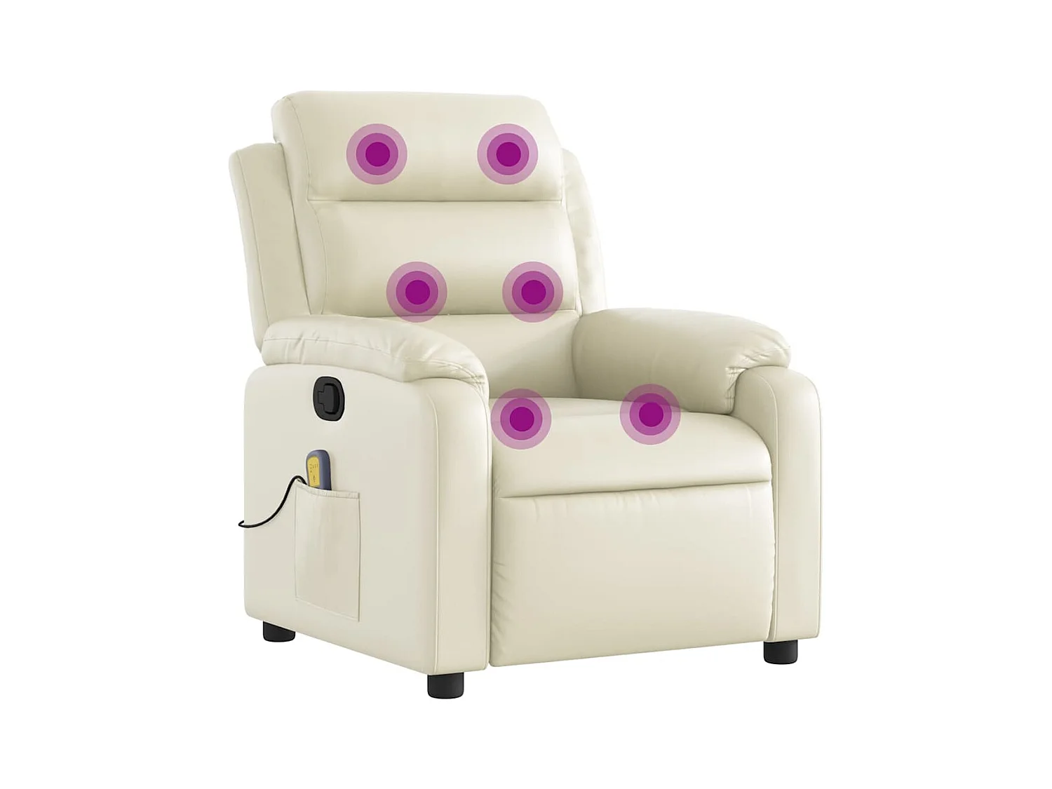 Fauteuil inclinable-Fauteuil salon de massage Crème Similicuir SHL3083