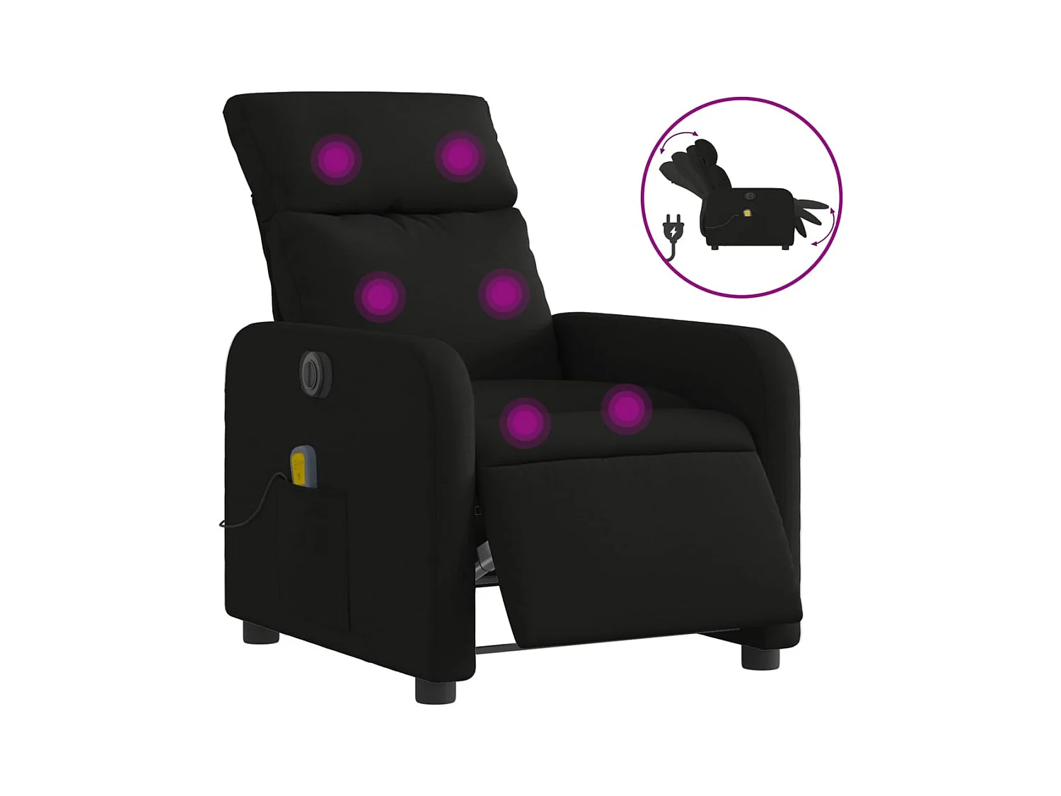 Sillón de relax | Sillón reclinable de masaje eléctrico tela negro SHL4830