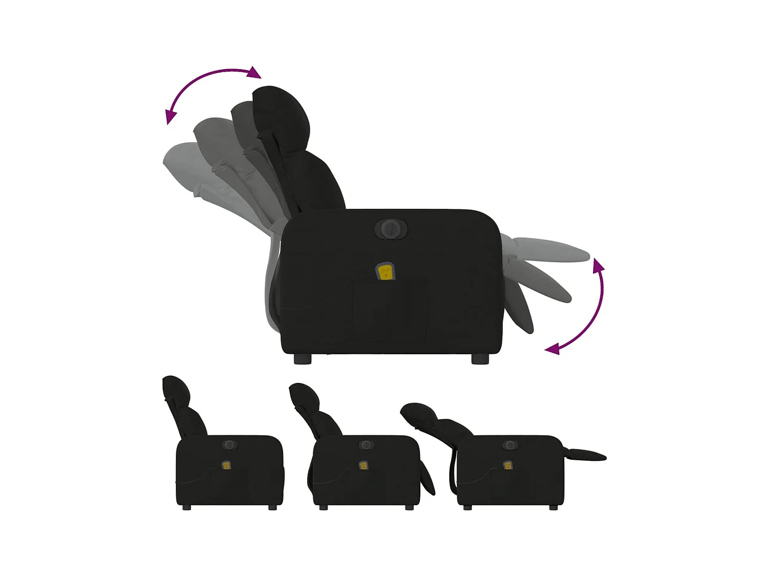 Sillón de relax | Sillón reclinable de masaje eléctrico tela negro SHL4830