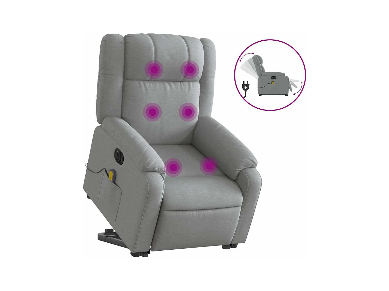 Poltrona elétrica reclinável massagens tecido cinzento-claro SHL234984