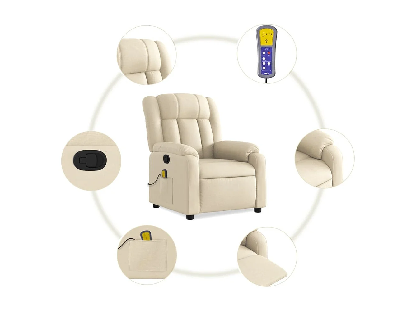 Fauteuil inclinable-Chaise de relax-Fauteuil de Massage crème tissu SHL2011