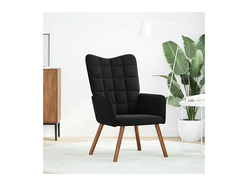 Fauteuil de Salon-Chaise de relaxation moderne Noir Velours SHL2201
