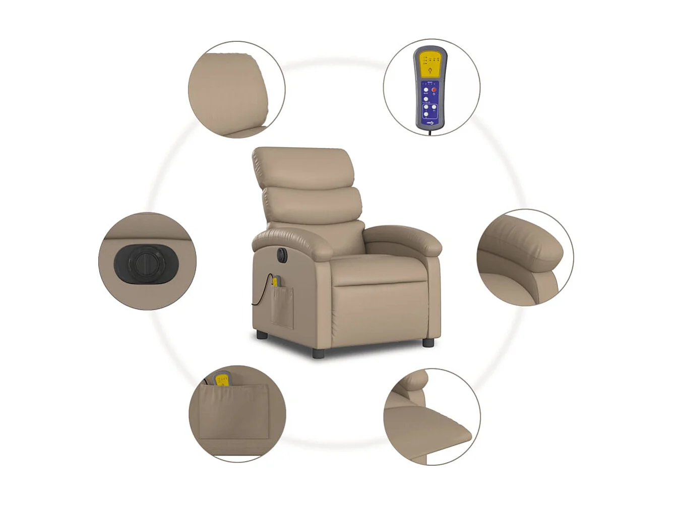 Fauteuil inclinable électrique-Fauteuil de massage pour Salon cappuccino similicuir SHL2206