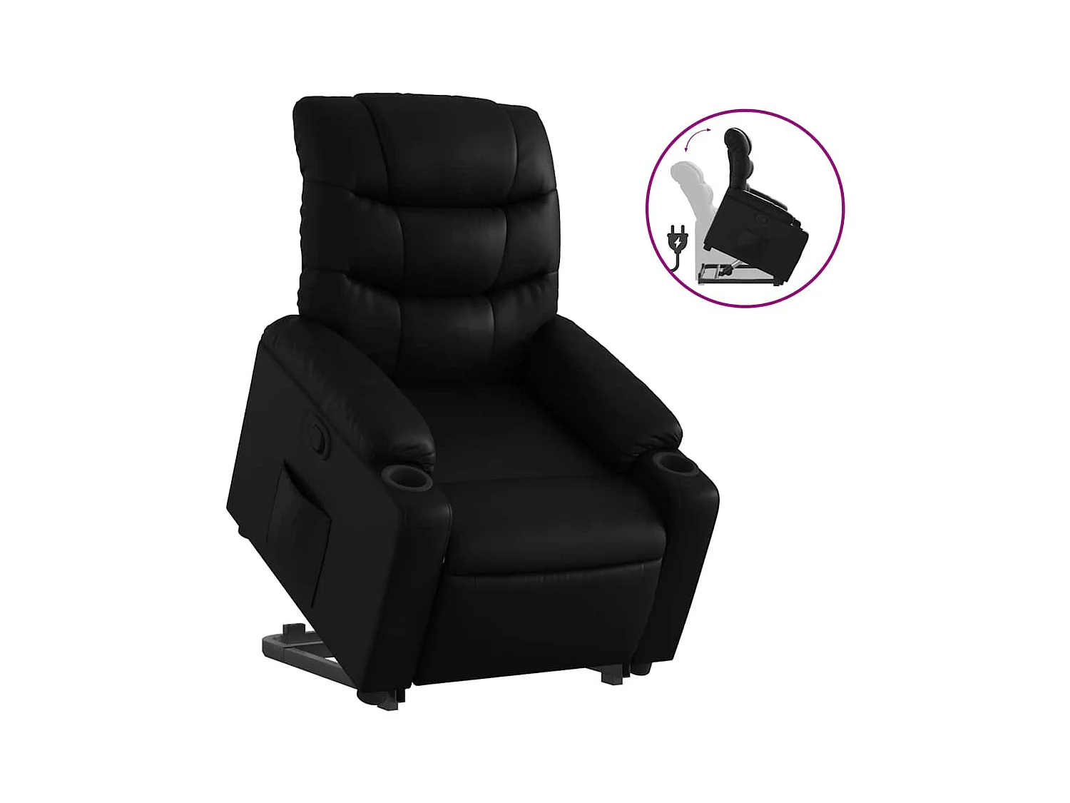 Fauteuil inclinable-Chaise de relax-Fauteuil salon Noir Similicuir SHL3681