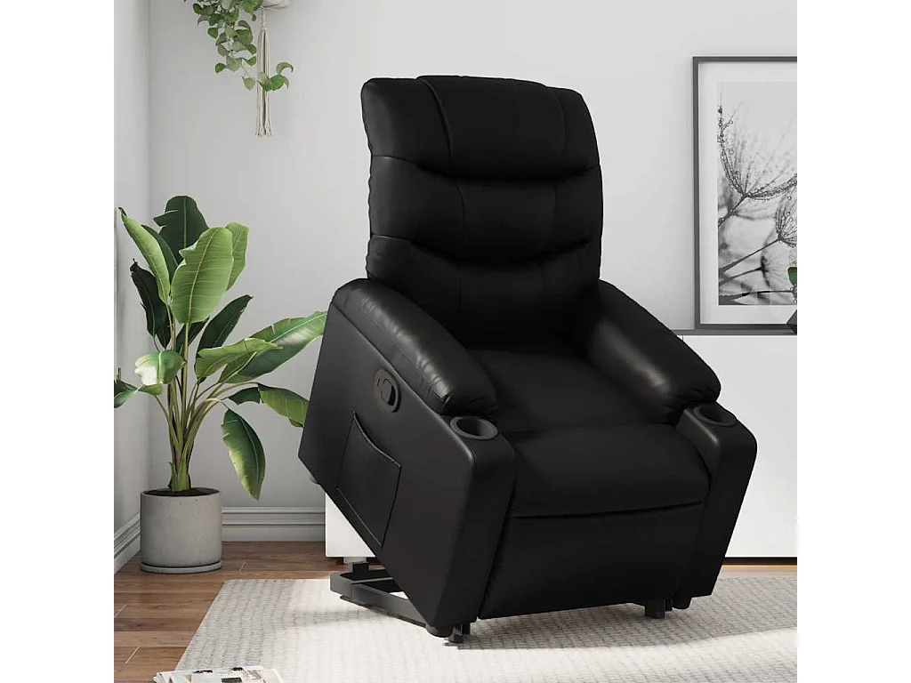 Fauteuil inclinable-Chaise de relax-Fauteuil salon Noir Similicuir SHL3681