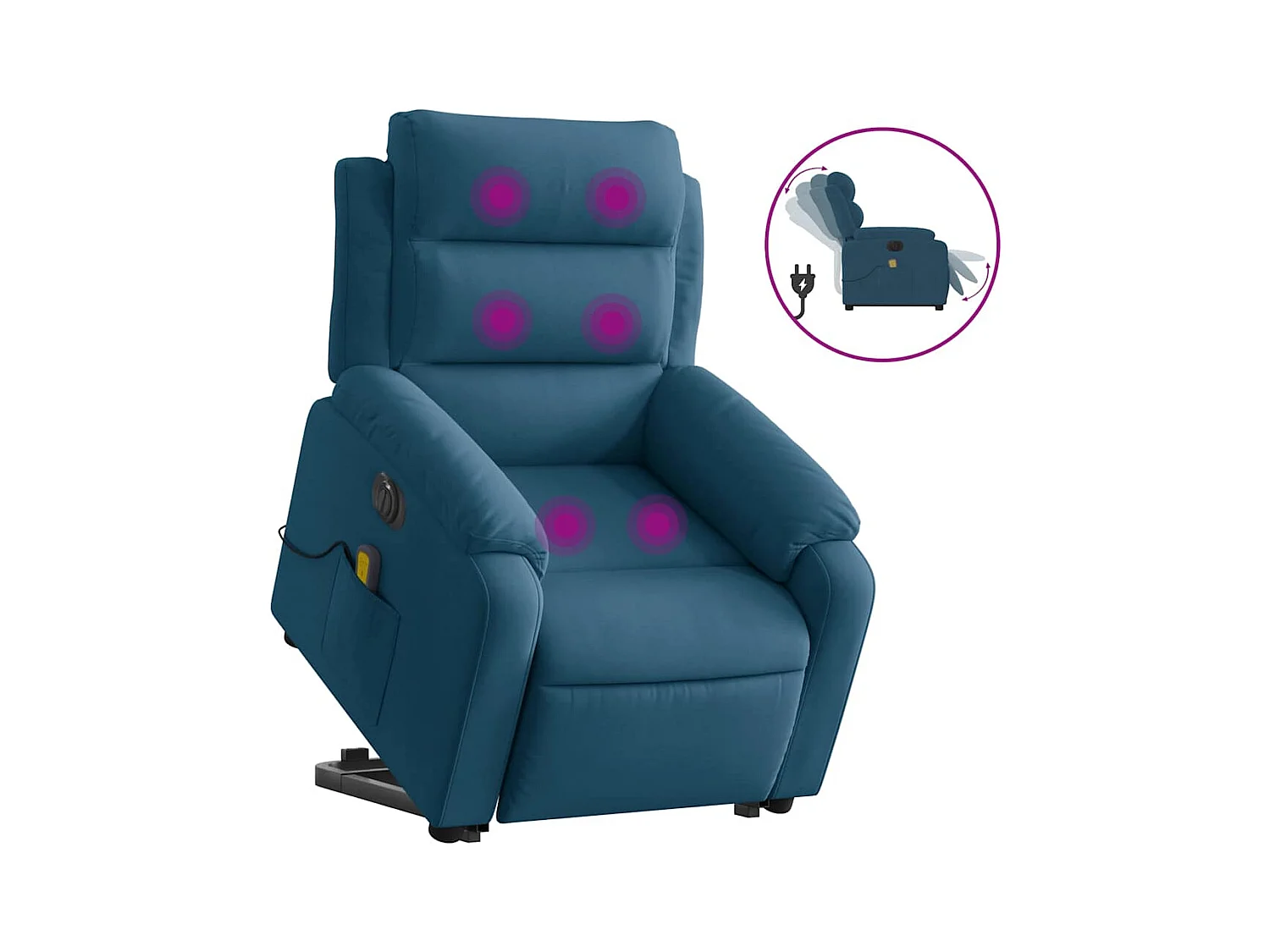 Fauteuil inclinable électrique-Chaise-Fauteuil de Massage bleu velours SHL2463