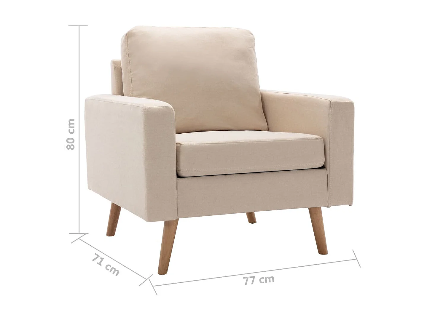 Fauteuil salon-Chaise-Fauteuil Crème Tissu 77x71x80 cm SHL3621