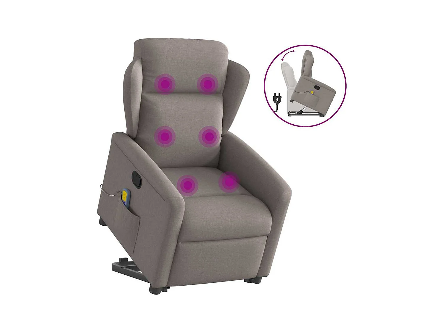 Poltrona elevatória de massagens tecido cinzento-acastanhado SHL806493