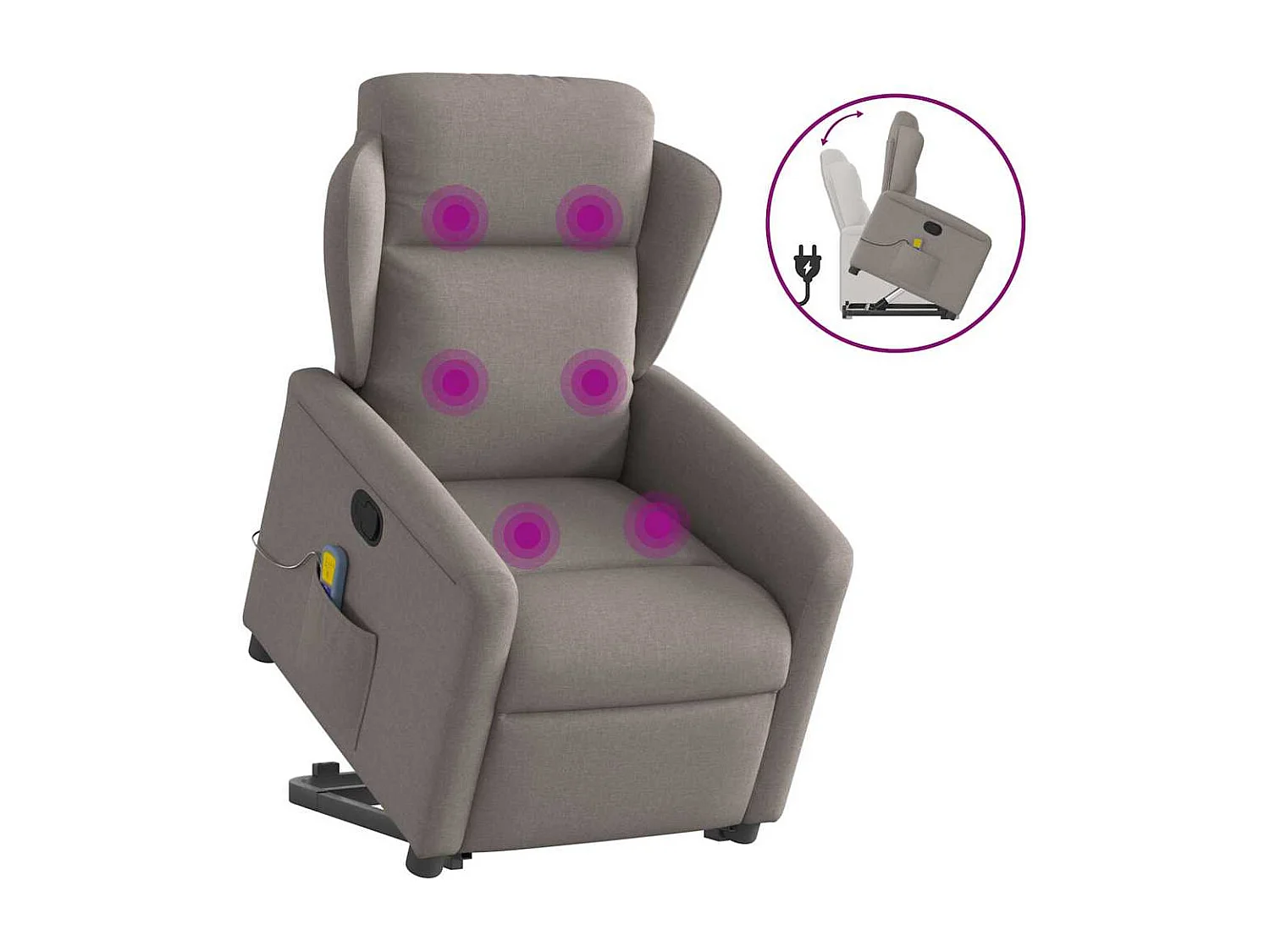 Fauteuil inclinable-Chaise de relax-Fauteuil de Massage Taupe Tissu SHL1296