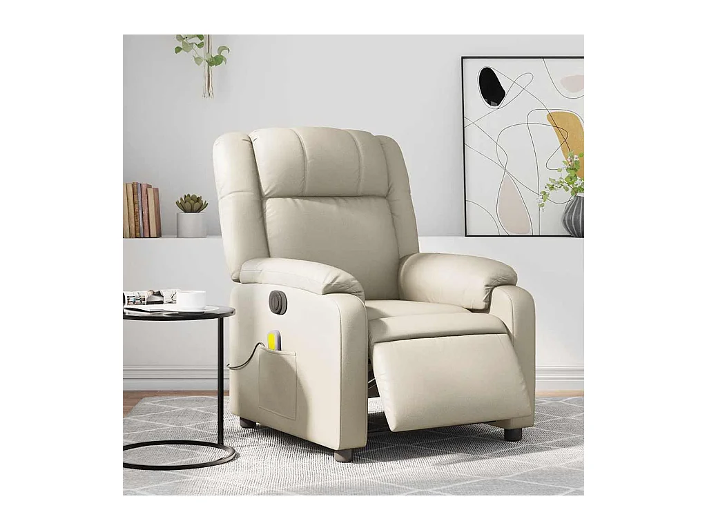 Sillón de salón | Silla | Sillón de masaje reclinable eléctrico cuero sintético crema SHL9612
