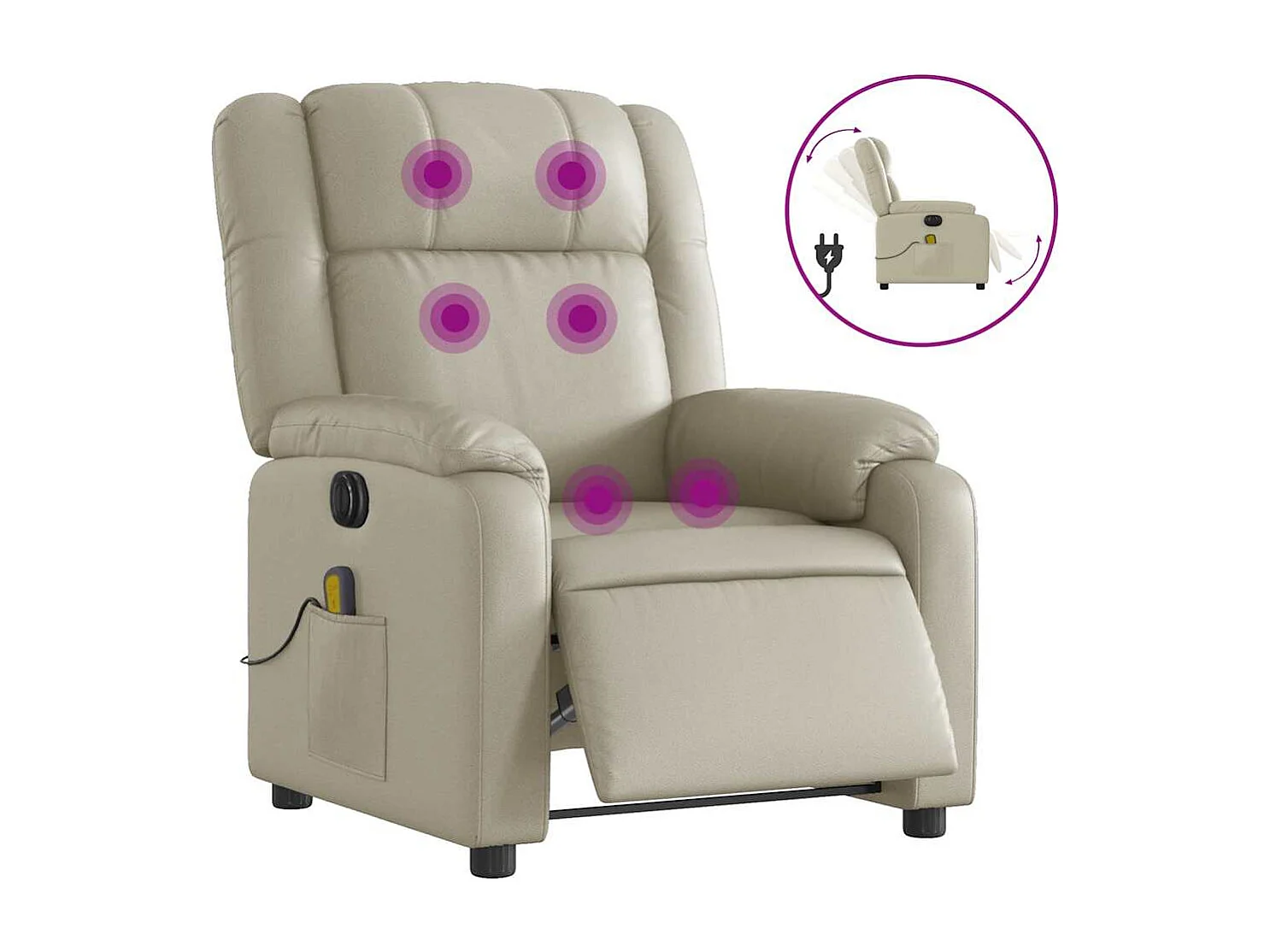 Massagesessel Elektrisch | Relaxsessel indoor Creme Kunstleder SHL4680