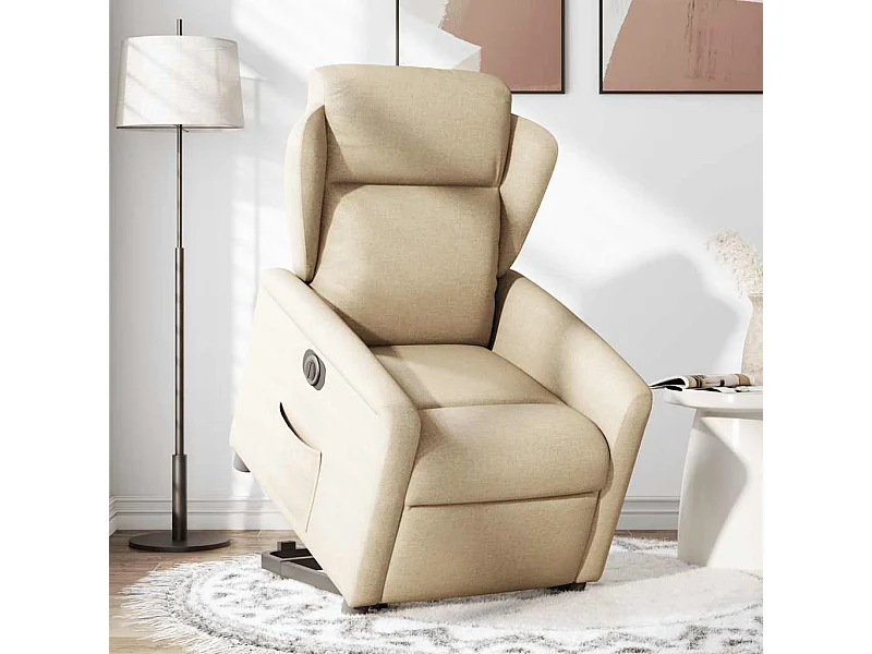 Silla de relax | Sillón eléctrico reclinable elevable de tela color crema SHL5351