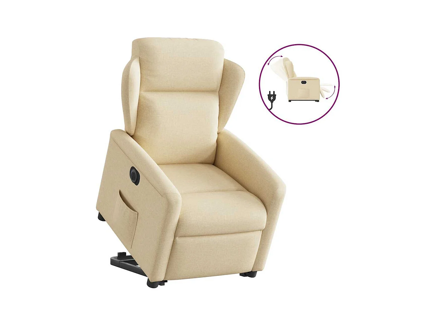 Silla de relax | Sillón eléctrico reclinable elevable de tela color crema SHL5351