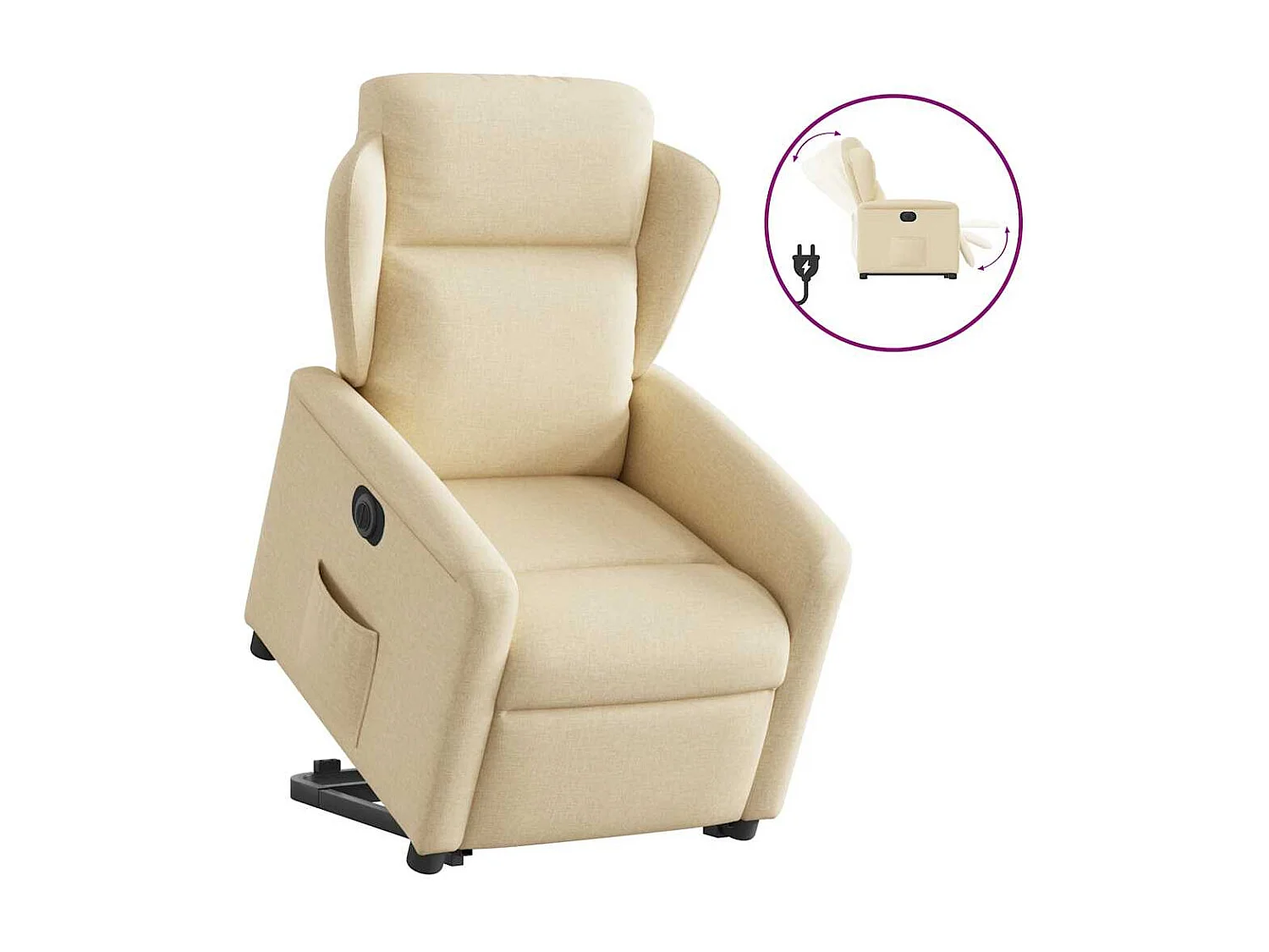Relaxsessel mit Aufstehhilfe Elektrisch | Lounge Sessel indoor Creme Stoff SHL56561
