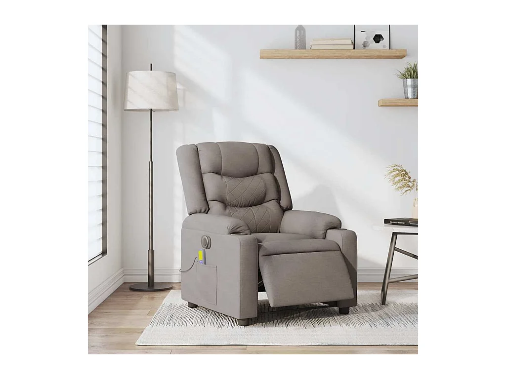 Sillón de relax | Sillón reclinable de masaje eléctrico tela gris taupe SHL9314