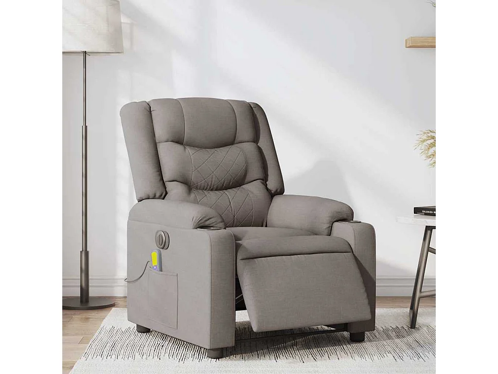 Fauteuil inclinable électrique-Fauteuil de massage de Salon Taupe Tissu SHL2231