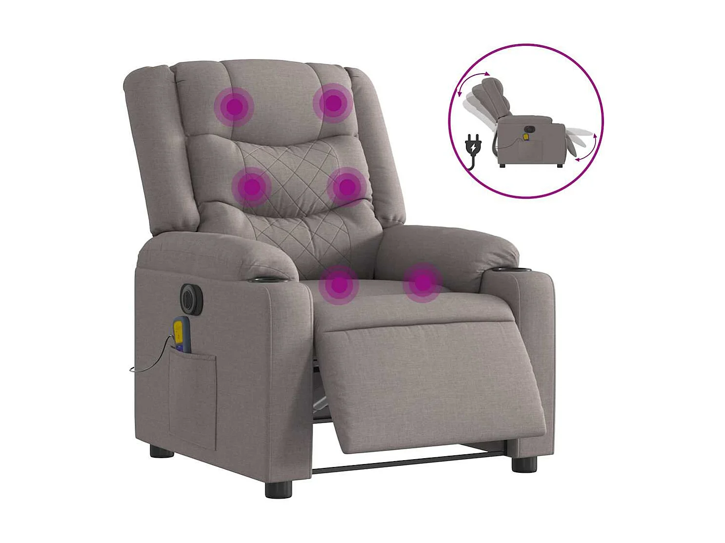 Fauteuil inclinable électrique-Fauteuil de massage de Salon Taupe Tissu SHL2231