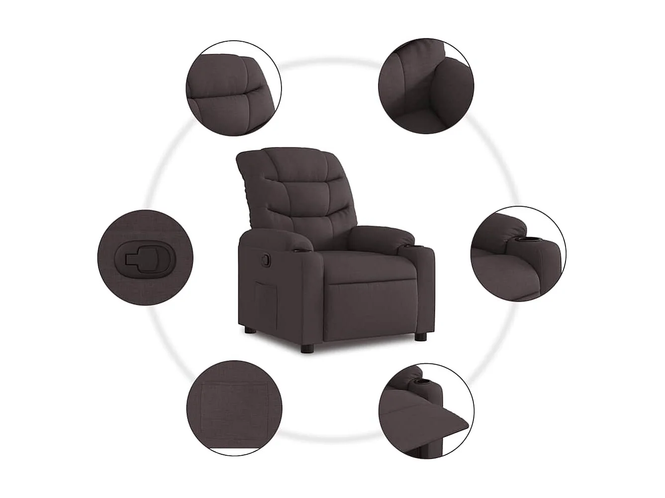 Relaxsessel | Lounge Sessel für Wohnzimmer Dunkelbraun Stoff SHL98537