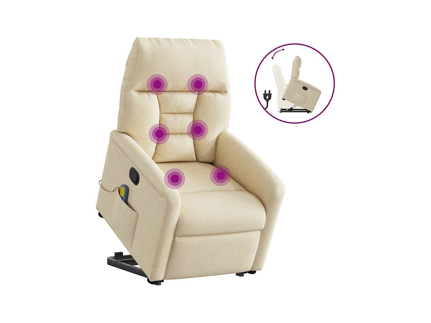 Silla de masaje reclinable de pie de tela color crema SHL2751