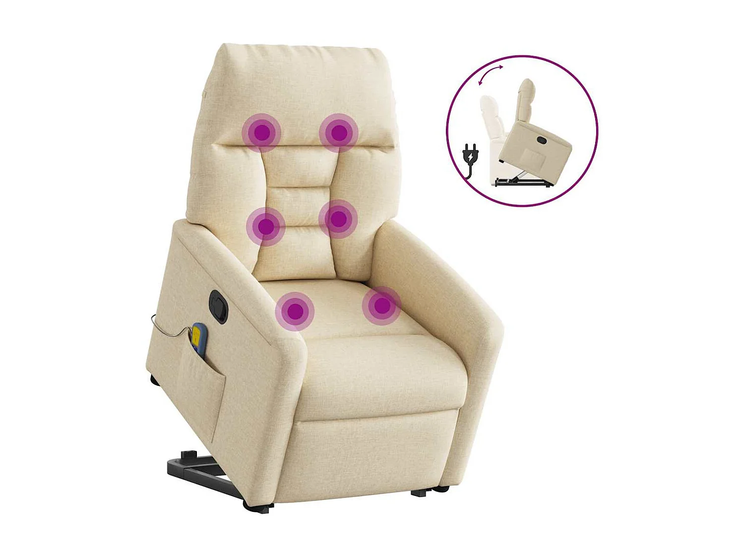 Massagesessel mit Aufstehhilfe | Relaxsessel Creme Stoff SHL48993