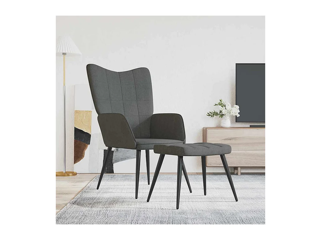 Sillón de relax | Silla de relax con taburete tela gris oscuro SHL2840