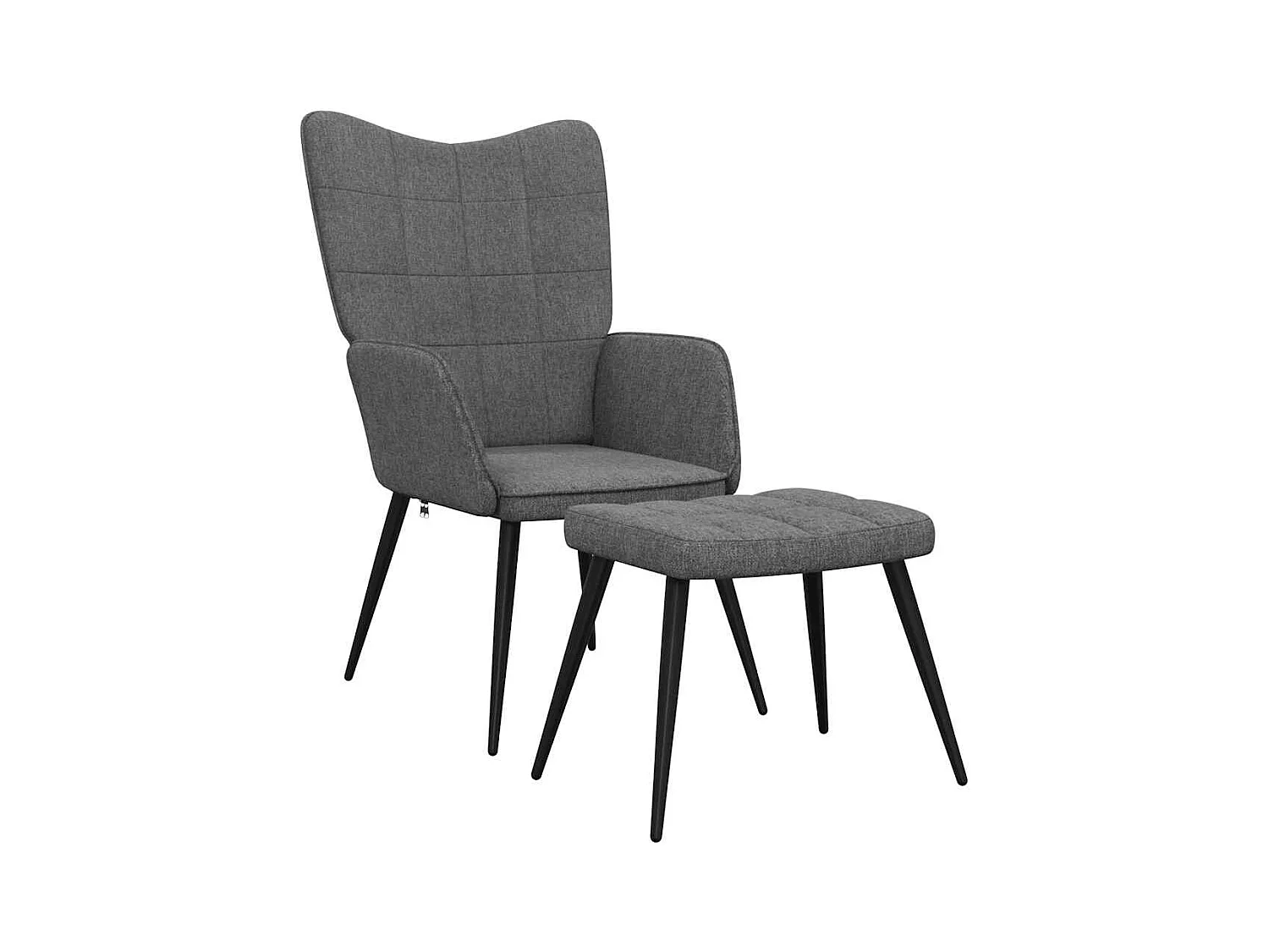 Chaise de relaxation moderne avec tabouret-Fauteuil de Salon Gris foncé Tissu SHL3968