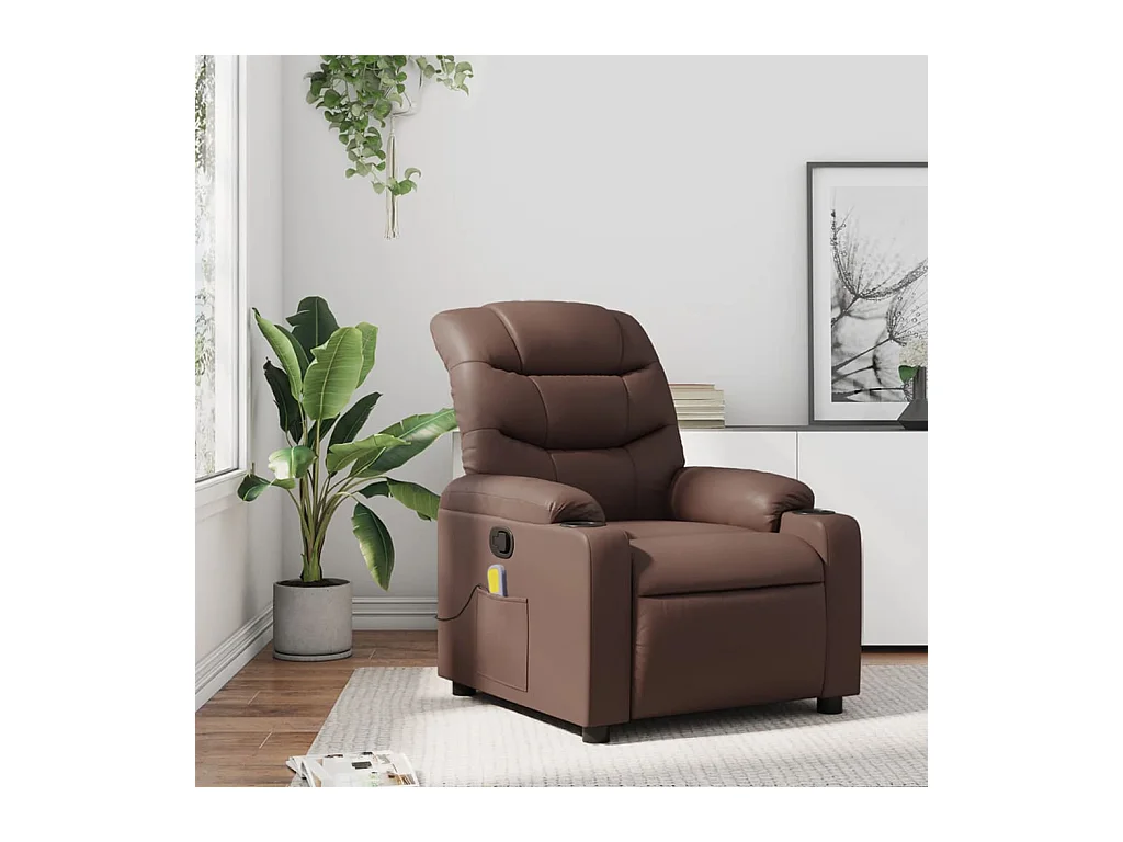 Sillón de salón | Silla | Sillón de masaje reclinable cuero sintético marrón SHL3929