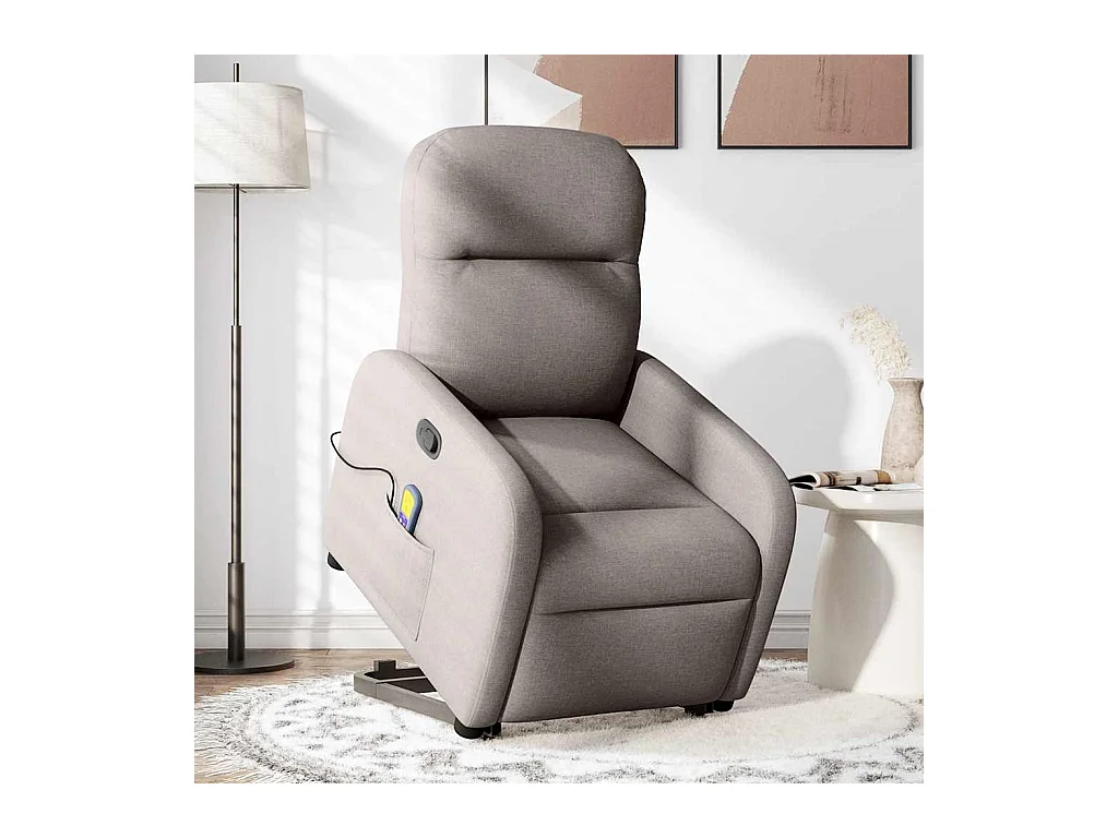 Sillón de relax | Sillón reclinable de masaje elevable tela gris taupé SHL2493