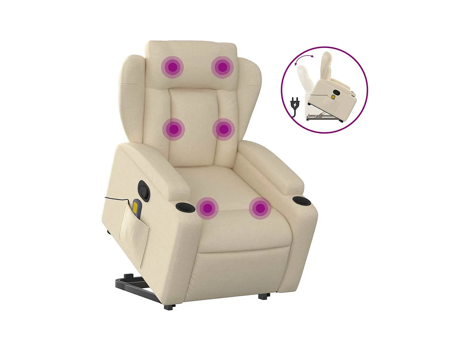 Silla de masaje reclinable de pie de tela color crema SHL4312