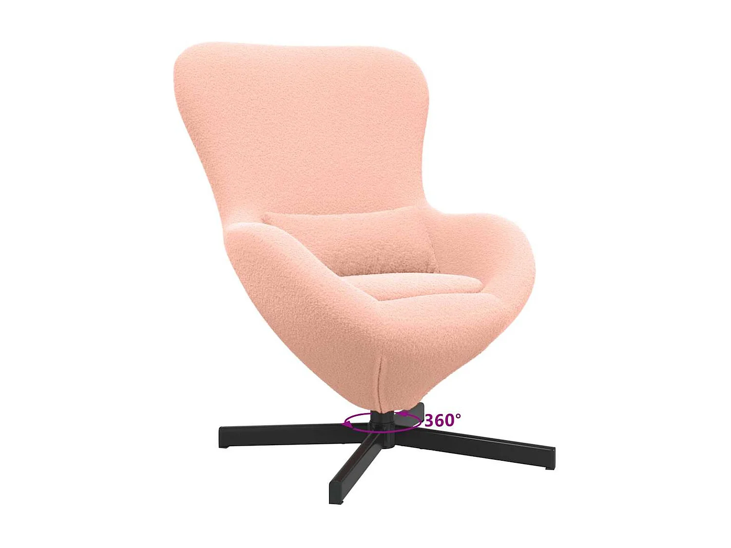 Sillón de relax | Sillón huevo Rosa 63x73x90 cm Tejido parecido a lana rizada SHL3230