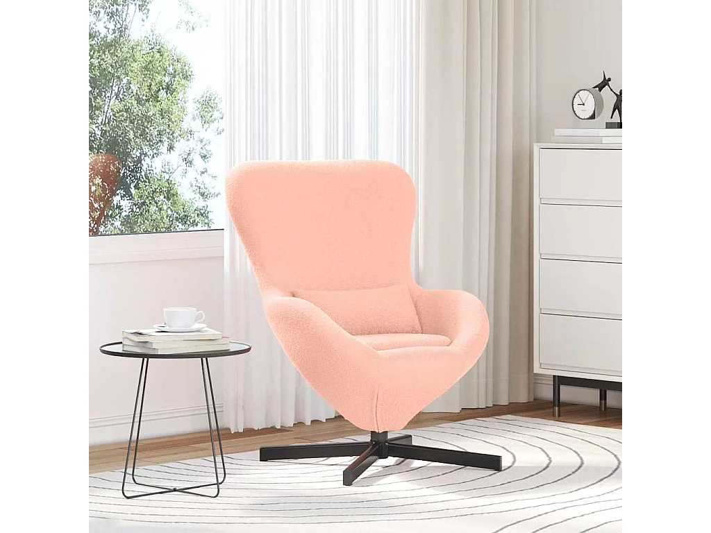 Chaise de Salon-Fauteuil œuf Rose Tissu ressemblant à de la laine bouclée SHL5225