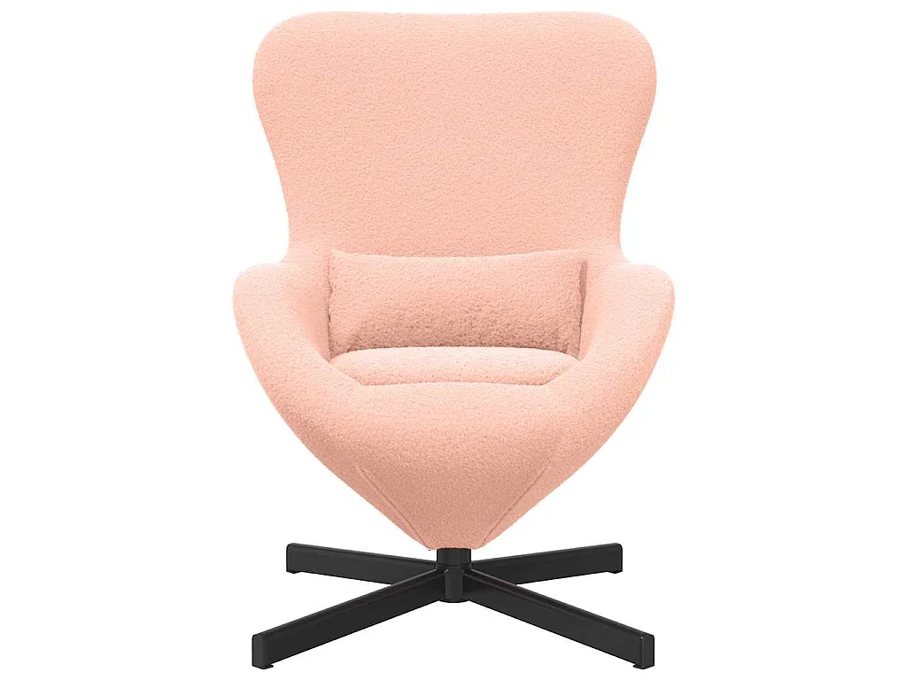 Chaise de Salon-Fauteuil œuf Rose Tissu ressemblant à de la laine bouclée SHL5225